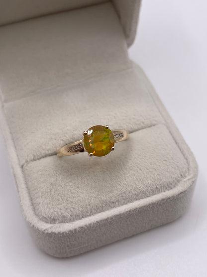 9ct gold opal and diamond ring