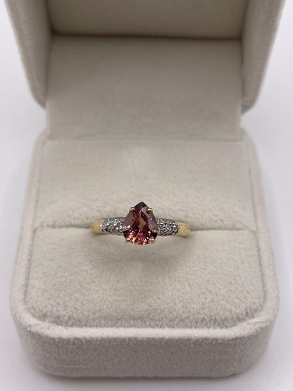 9ct gold tourmaline and diamond ring