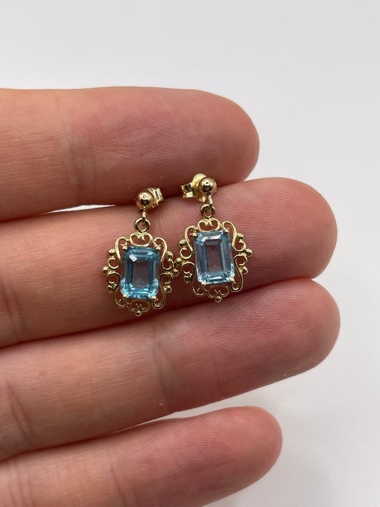 9ct gold blue topaz earrings