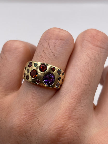 9ct gold multi gemstone cluster ring