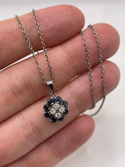 18ct white gold sapphire and diamond necklace