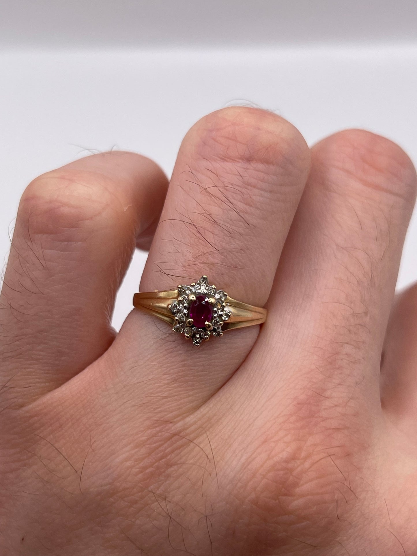 9ct gold ruby and diamond ring