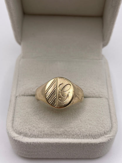 9ct gold initial G signet ring