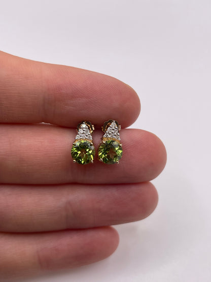 9ct gold peridot and diamond earrings