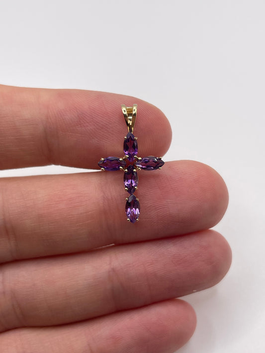 9ct gold amethyst cross pendant
