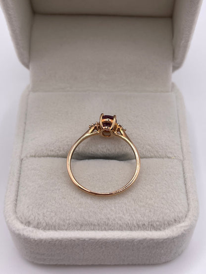 9ct rose gold quartz and diamond ring