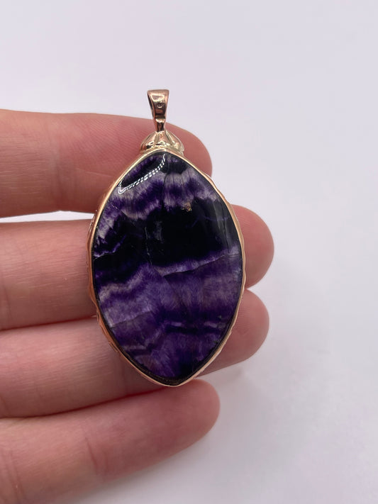9ct rose gold blue John and malachite fob pendant