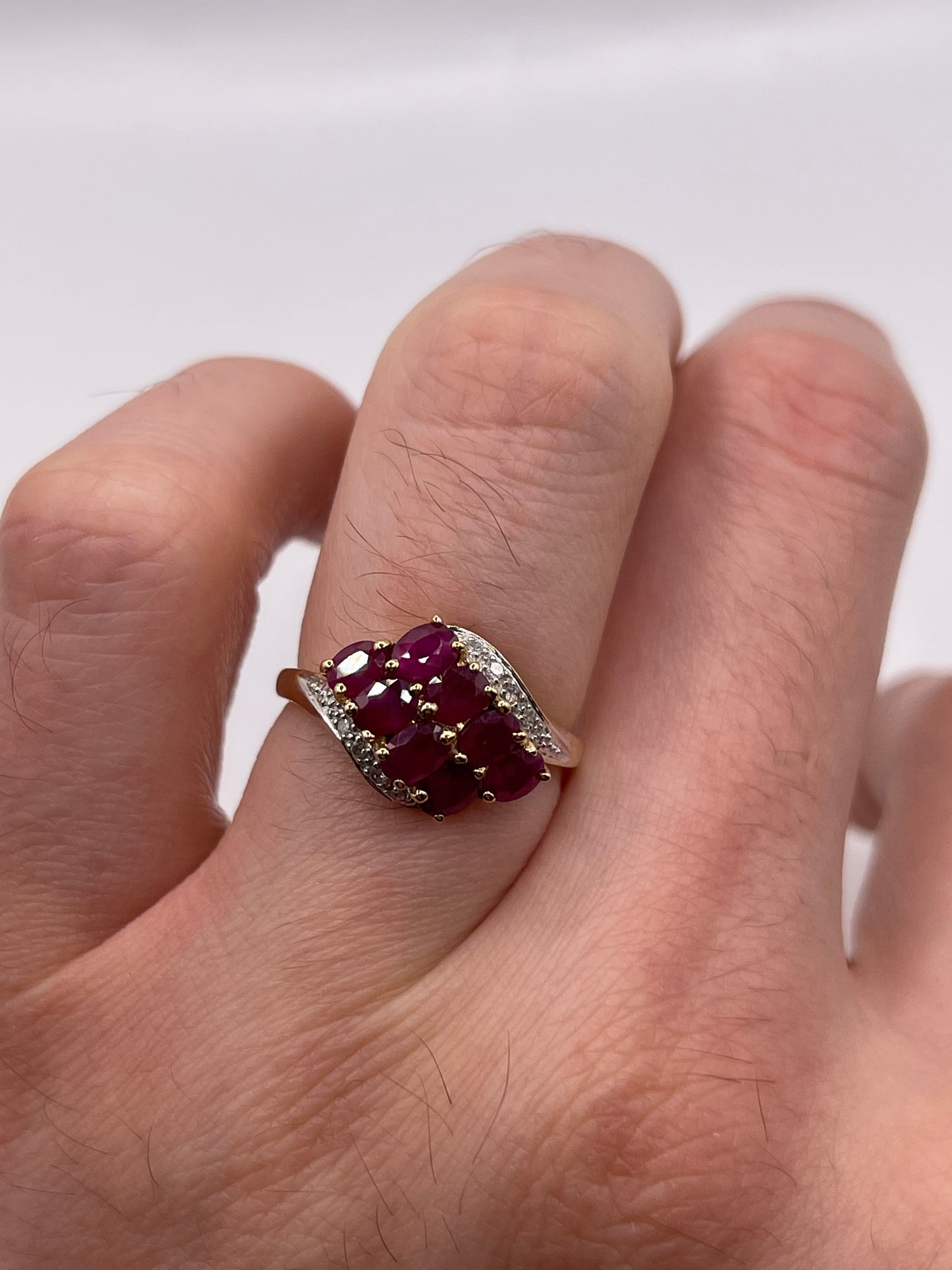9ct gold ruby and diamond ring