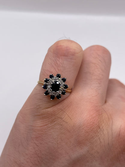 9ct gold sapphire and diamond ring