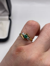 Load image into Gallery viewer, 18ct gold emerald and diamond ring
