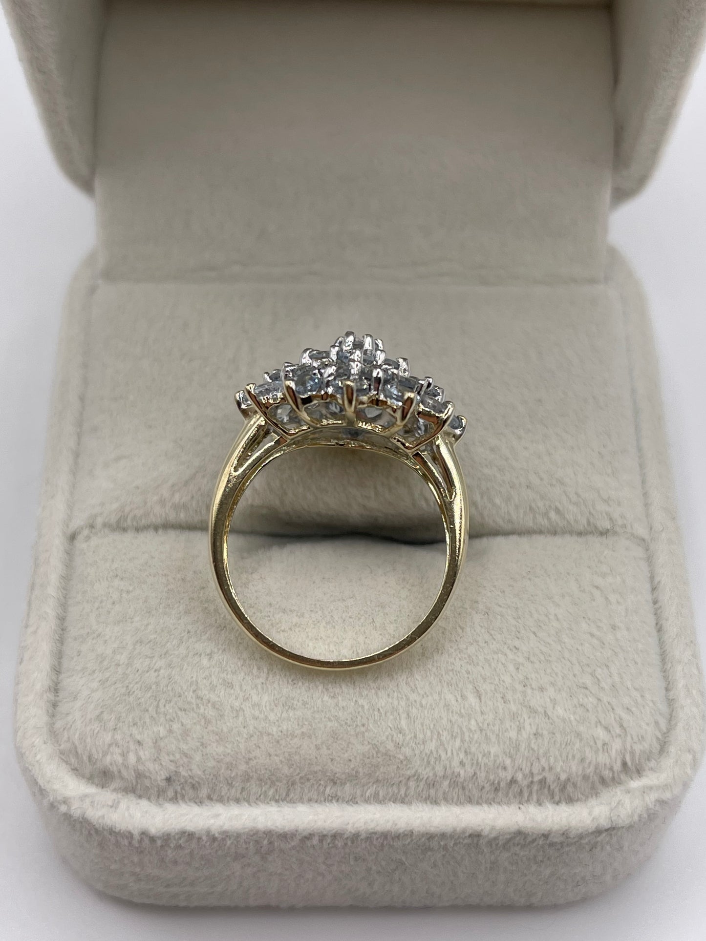 9ct gold aquamarine clusyer ring