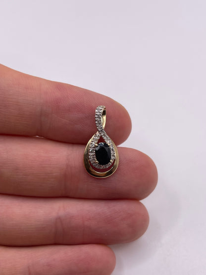 9ct gold sapphire and diamond pendant