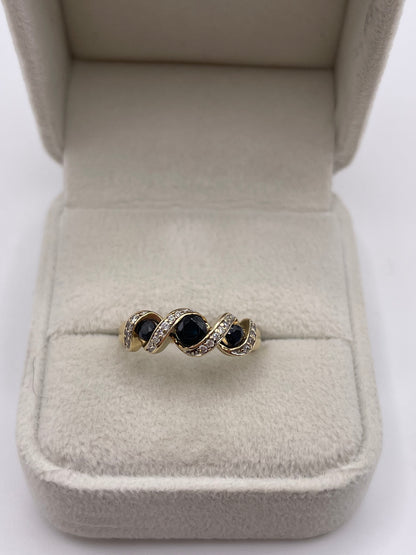 9ct gold sapphire and diamond ring