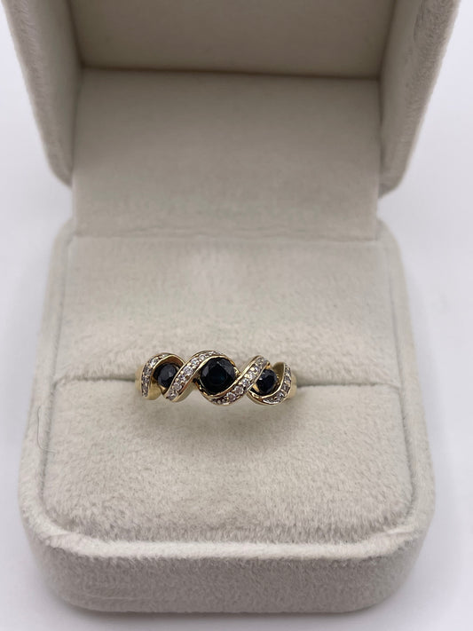 9ct gold sapphire and diamond ring