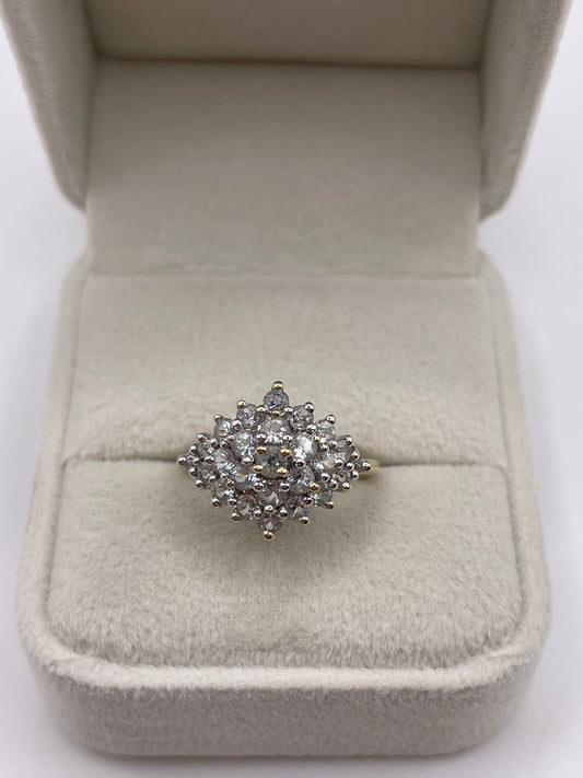 9ct gold aquamarine cluster ring
