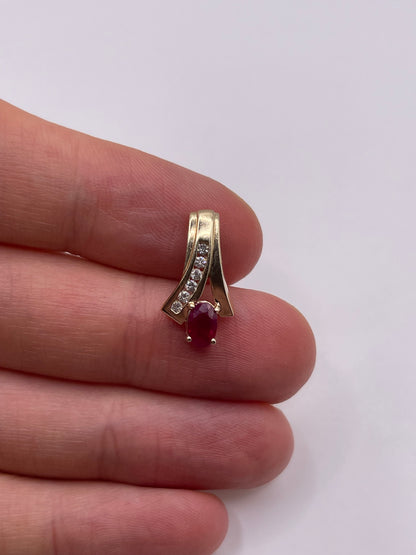 9ct gold ruby and diamond pendant