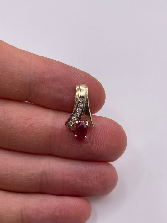 9ct gold ruby and diamond pendant