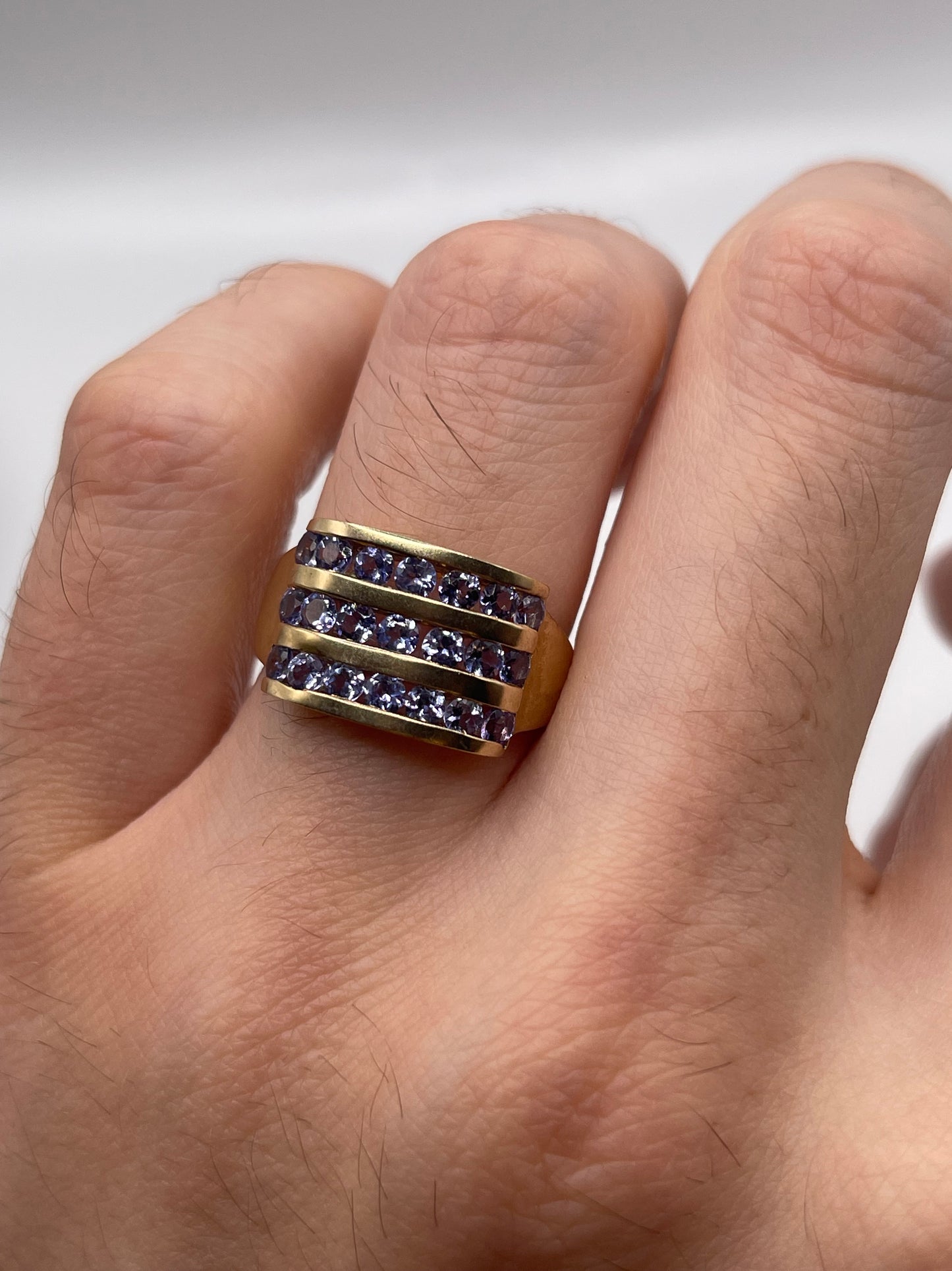 9ct gold tanzanite cluster ring