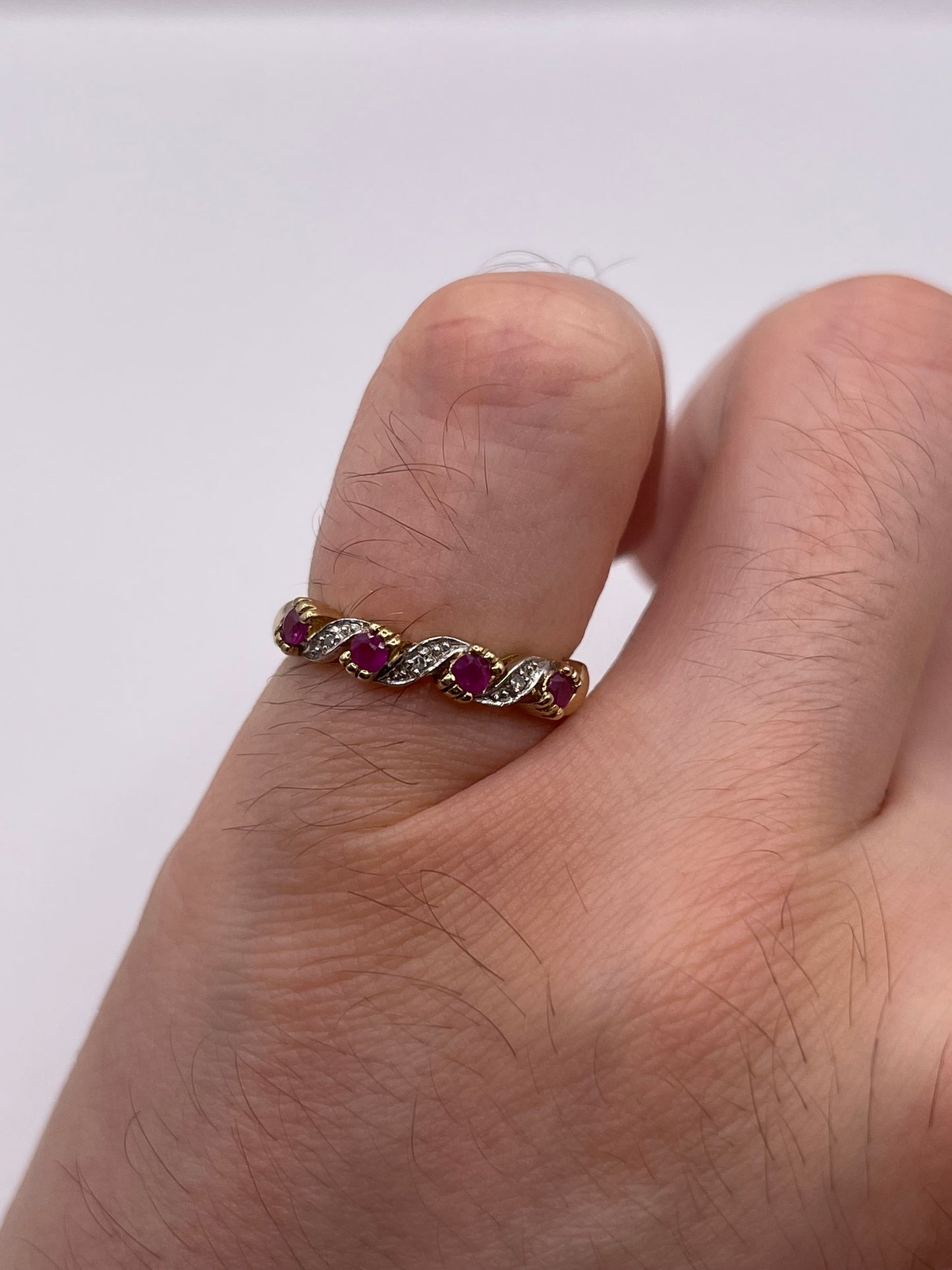9ct gold ruby and diamond ring