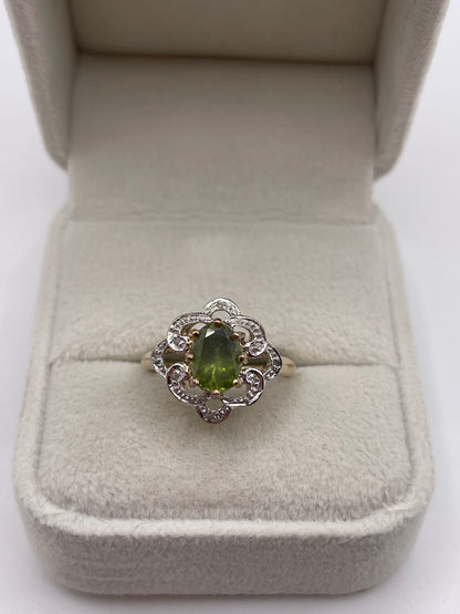 9ct gold quartz and diamond ring