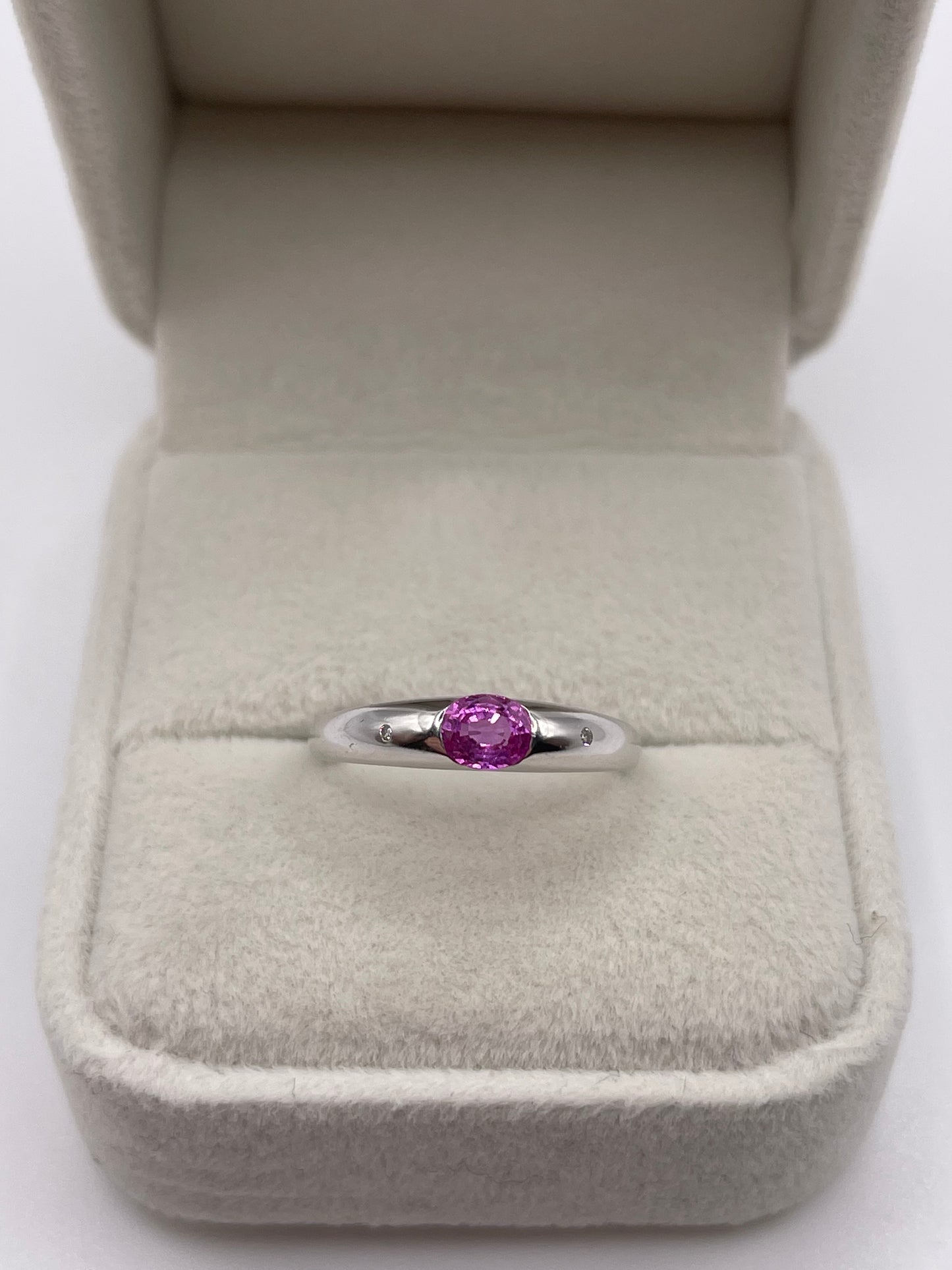9ct white gold pink sapphire and diamond ring