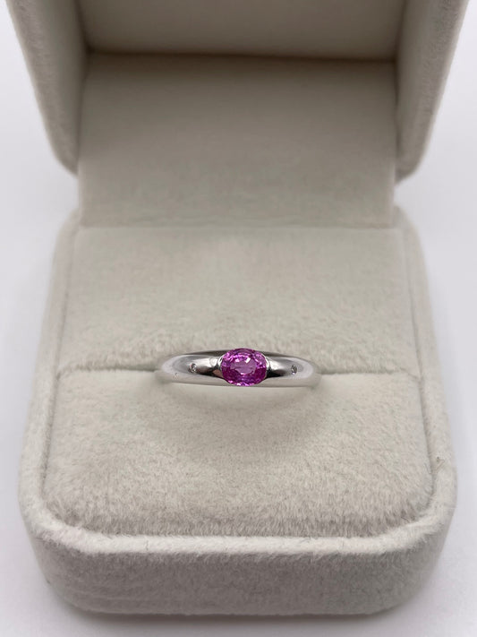 9ct white gold pink sapphire and diamond ring