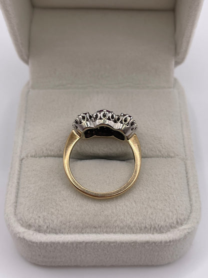9ct gold ruby and diamond ring