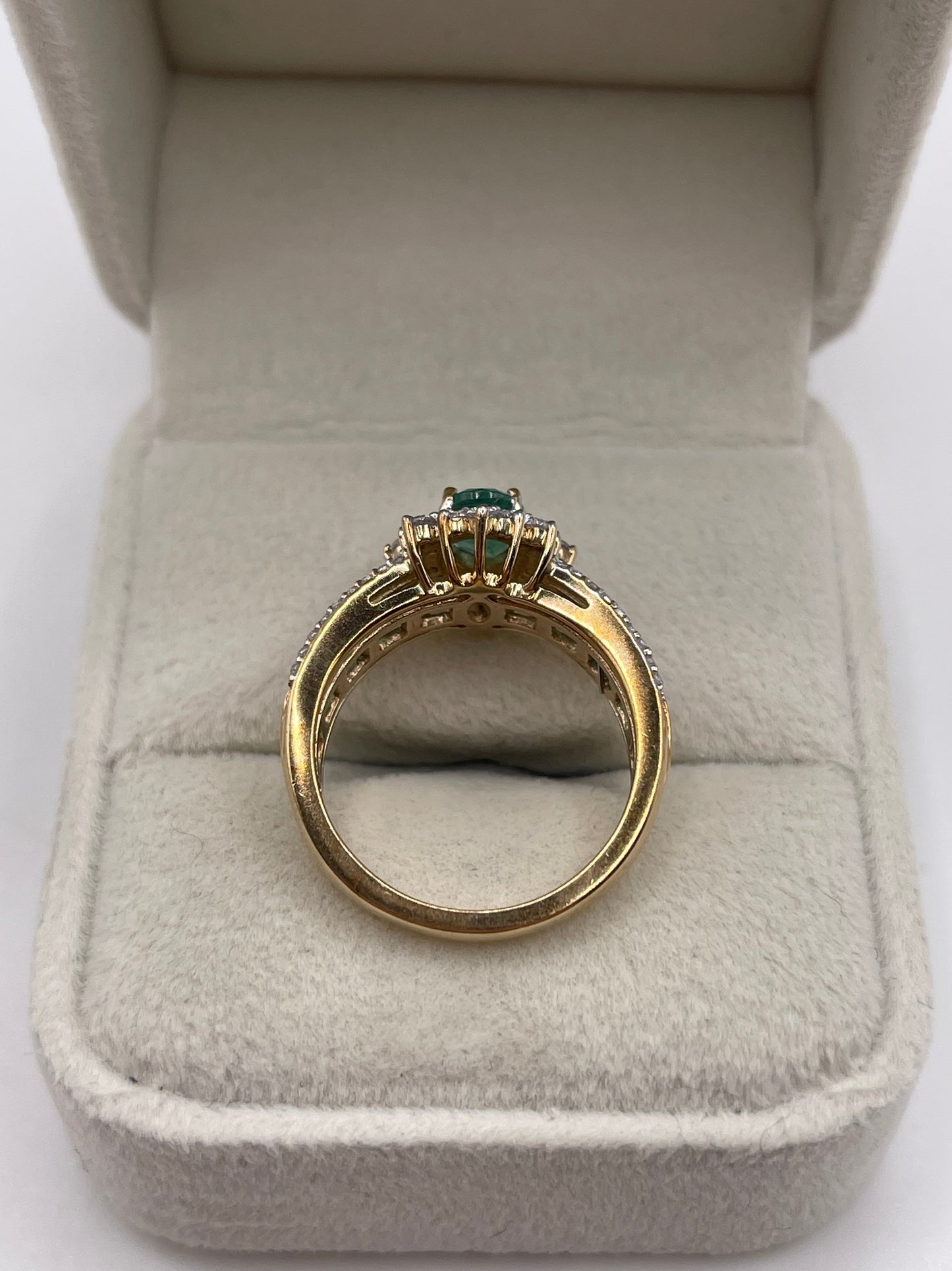 9ct gold emerald and zircon ring