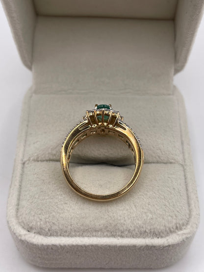 9ct gold emerald and zircon ring