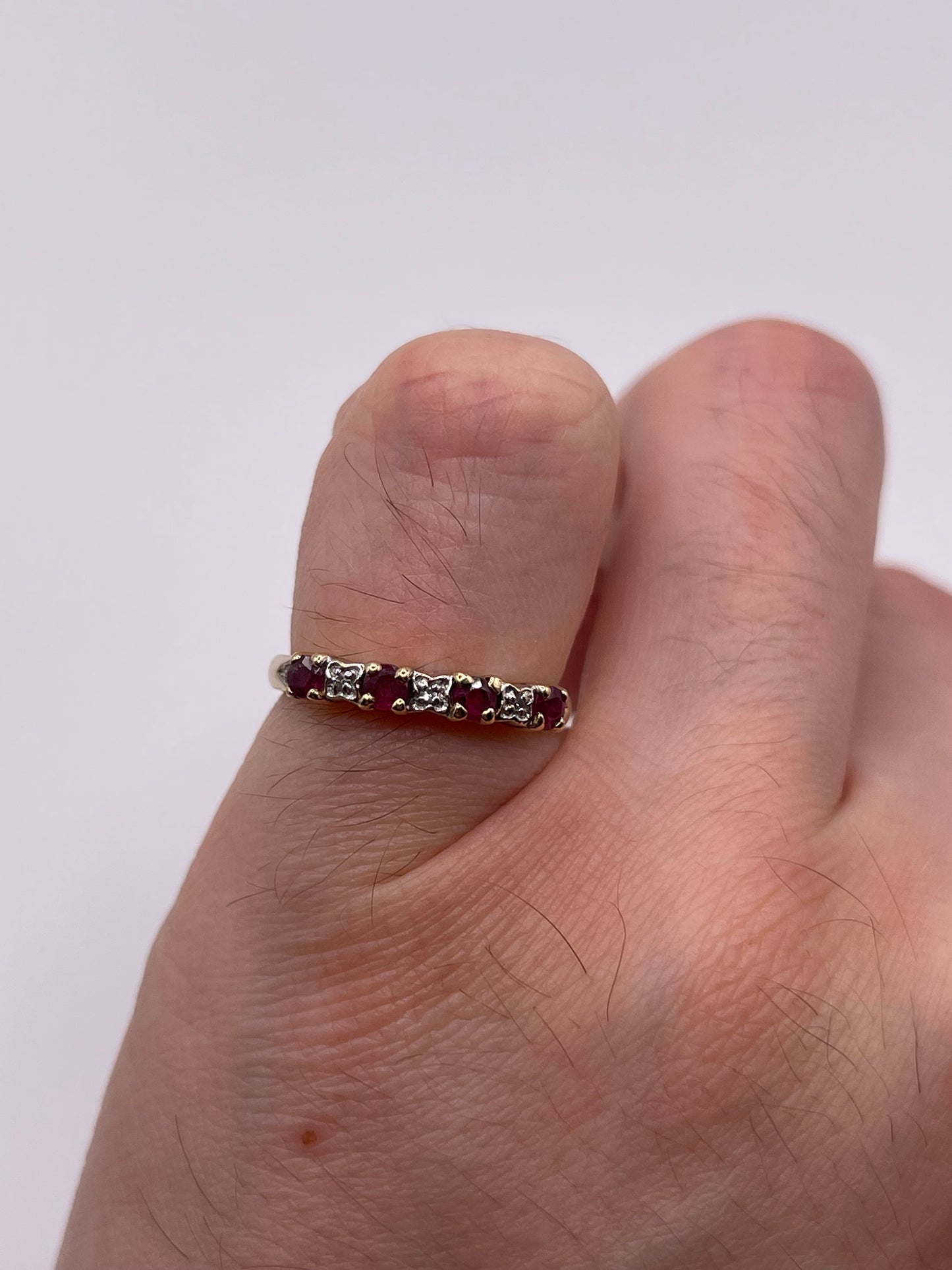 9ct gold ruby and diamond ring
