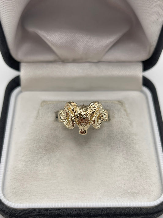 9ct gold rams head ring