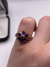 Load image into Gallery viewer, 9ct gold amethyst, topaz and diamond ring
