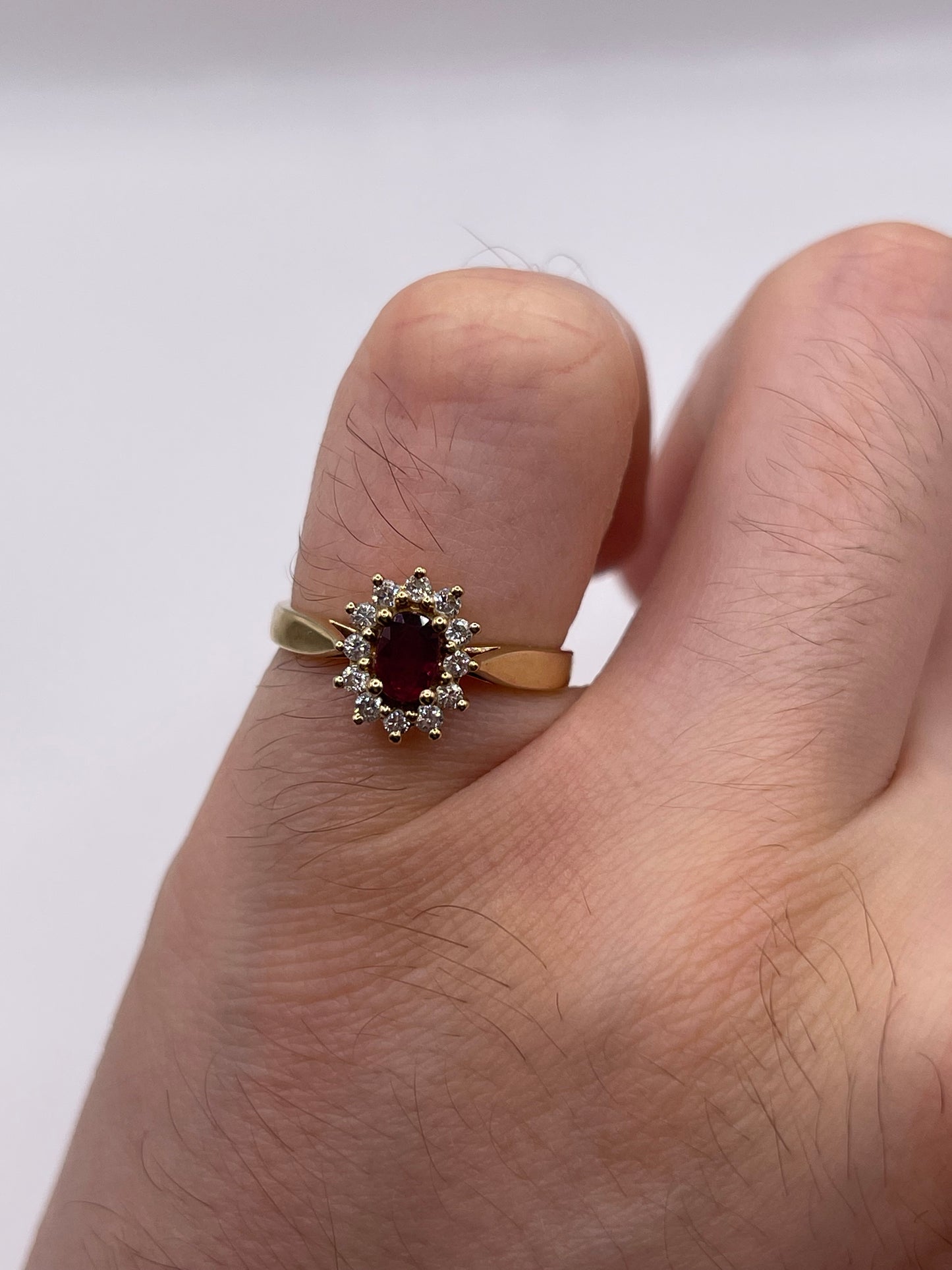 9ct gold ruby and diamond ring