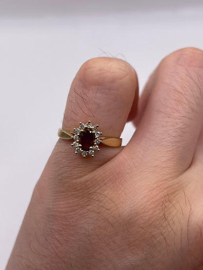 9ct gold ruby and diamond ring