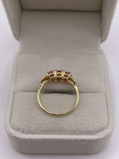 9ct gold pink sapphire and diamond ring
