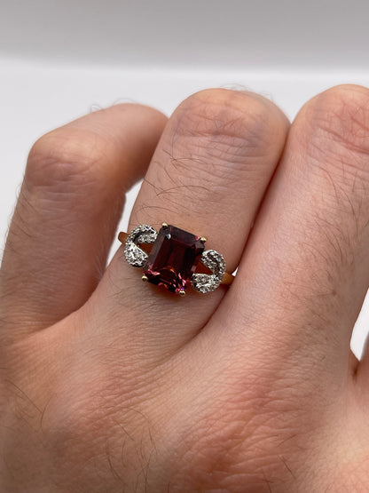 14ct gold tourmaline and diamond ring