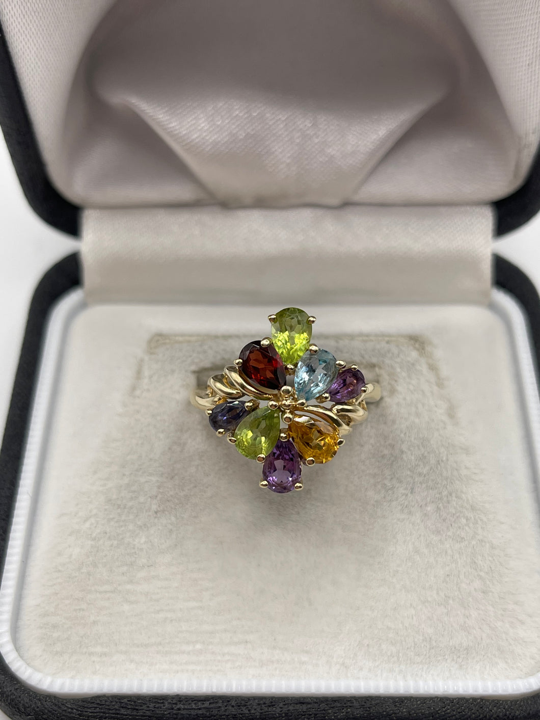 9ct gold multi gemstone ring