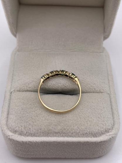 9ct gold emerald and diamond ring