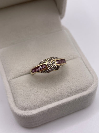 9ct gold ruby and diamond ring