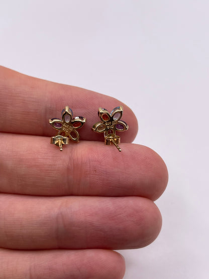 9ct gold multi gemstone and diamond earrings