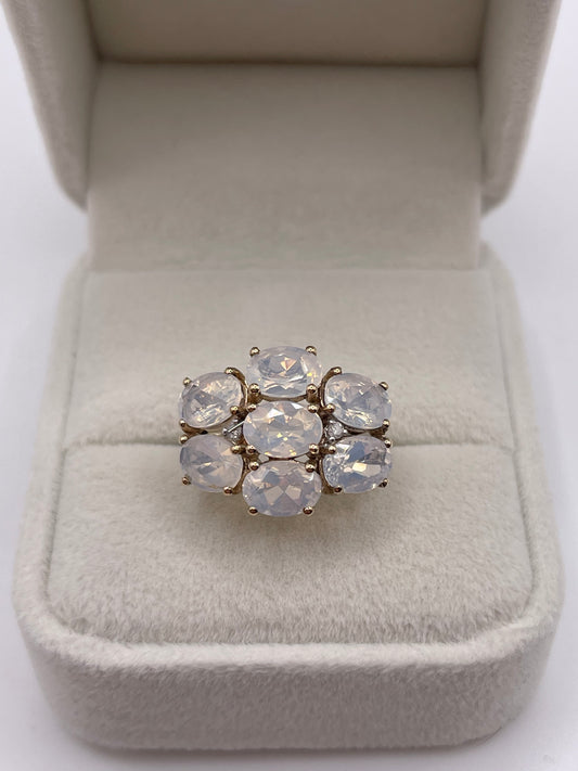 9ct gold quartz and diamond ring