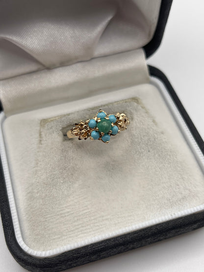 9ct gold turquoise cluster ring