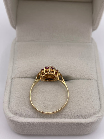 9ct gold opal and ruby ring