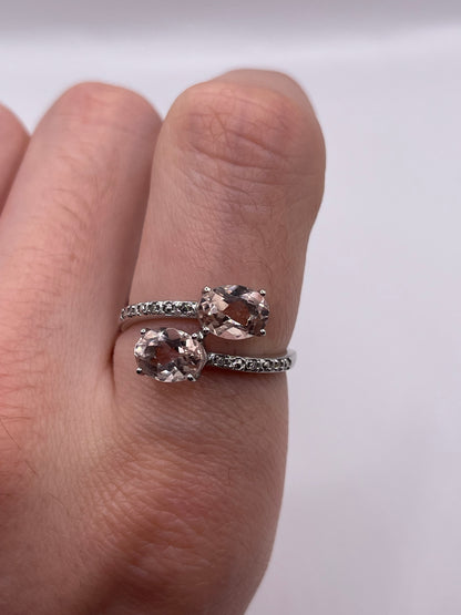 9ct white gold morganite and diamond ring