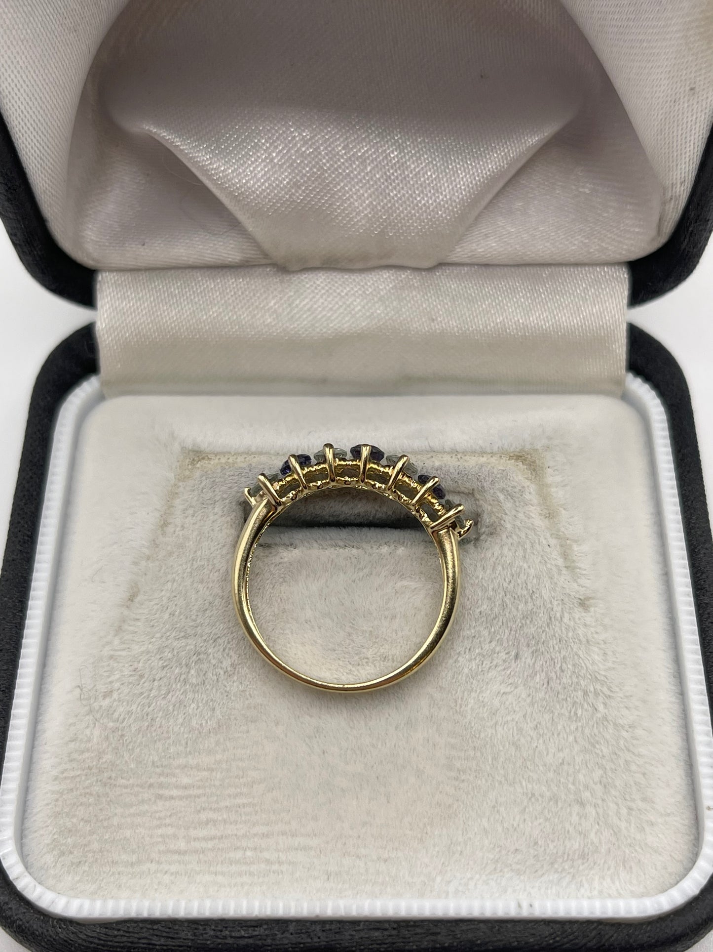 9ct gold aquamarine and iolite ring