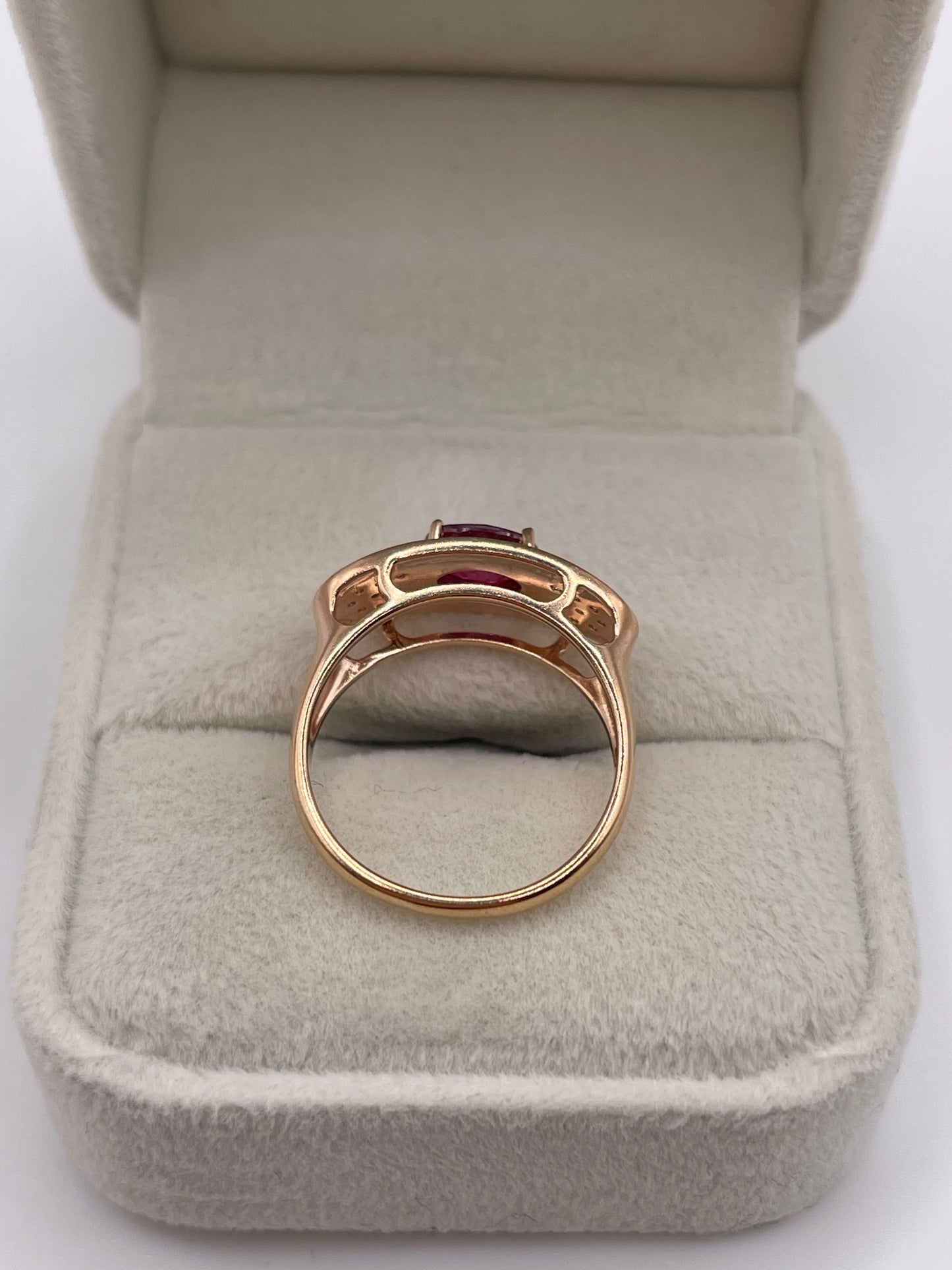 9ct rose gold ruby and diamond ring