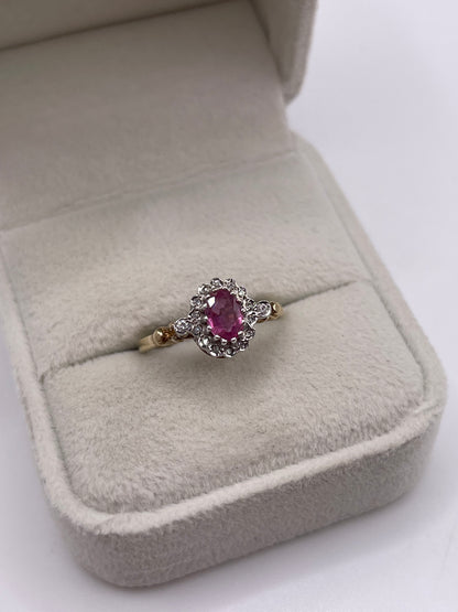 9ct gold ruby and diamond ring