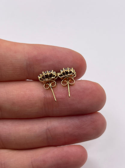 9ct gold diamond cluster earrings