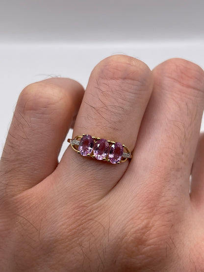 9ct gold pink sapphire and diamond ring