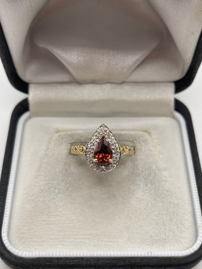 9ct gold tourmaline and diamond ring